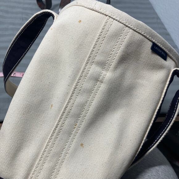Lands End Canvas Tote Beige and Navy w/ letter "B" Good Condition. Pre-Owned - Picture 10 of 14